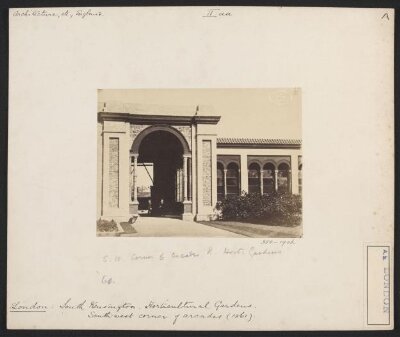South Kensington, Royal Horticultural Gardens, south-west corner of arcades