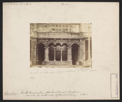 South Kensington, Royal Horticultural Gardens, arcade on north side of conservatory