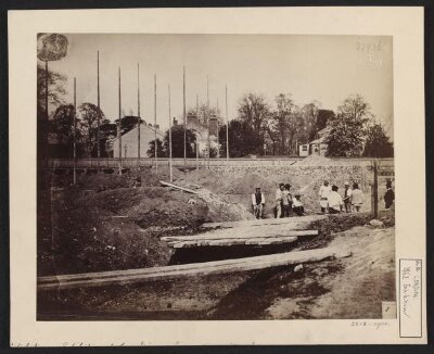 Exhibition of 1862:  View of foundations in angle between Exhibition and Cromwell Roads
