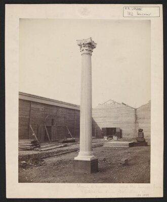 Marble column from Saint-Vie (?) Quarries, Jura,.  Exhibited in the Annex, International Exhibition 1862'