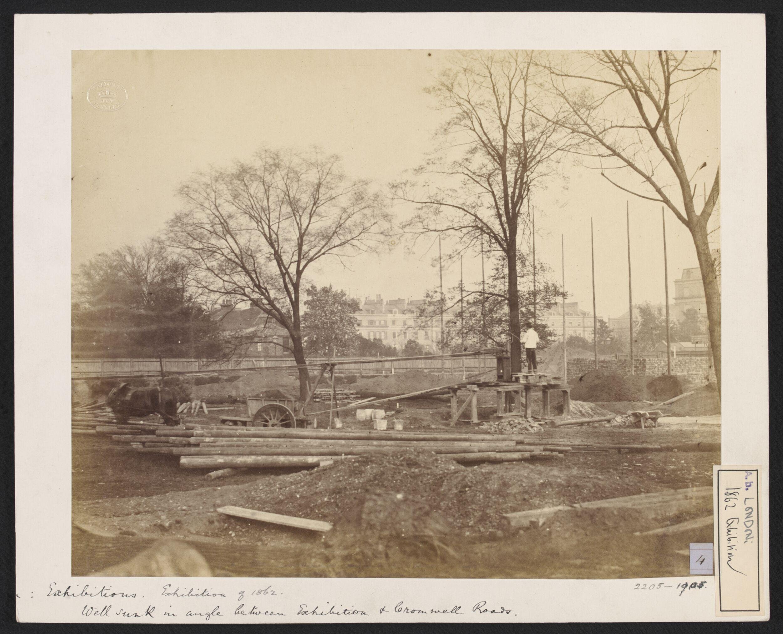 1862 International Exhibition, South Kensington, well sank in angle between Exhibition and Cromwell Roads