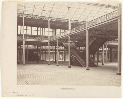 Interior view of staircase under Cross Gallery, International Exhibition, South Kensington