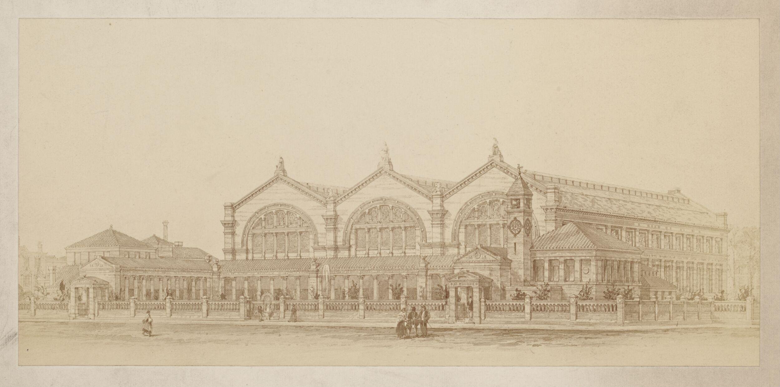 Design by J. W. Wild for the completion of the Bethnal Green Museum building with a tower and curator's house
