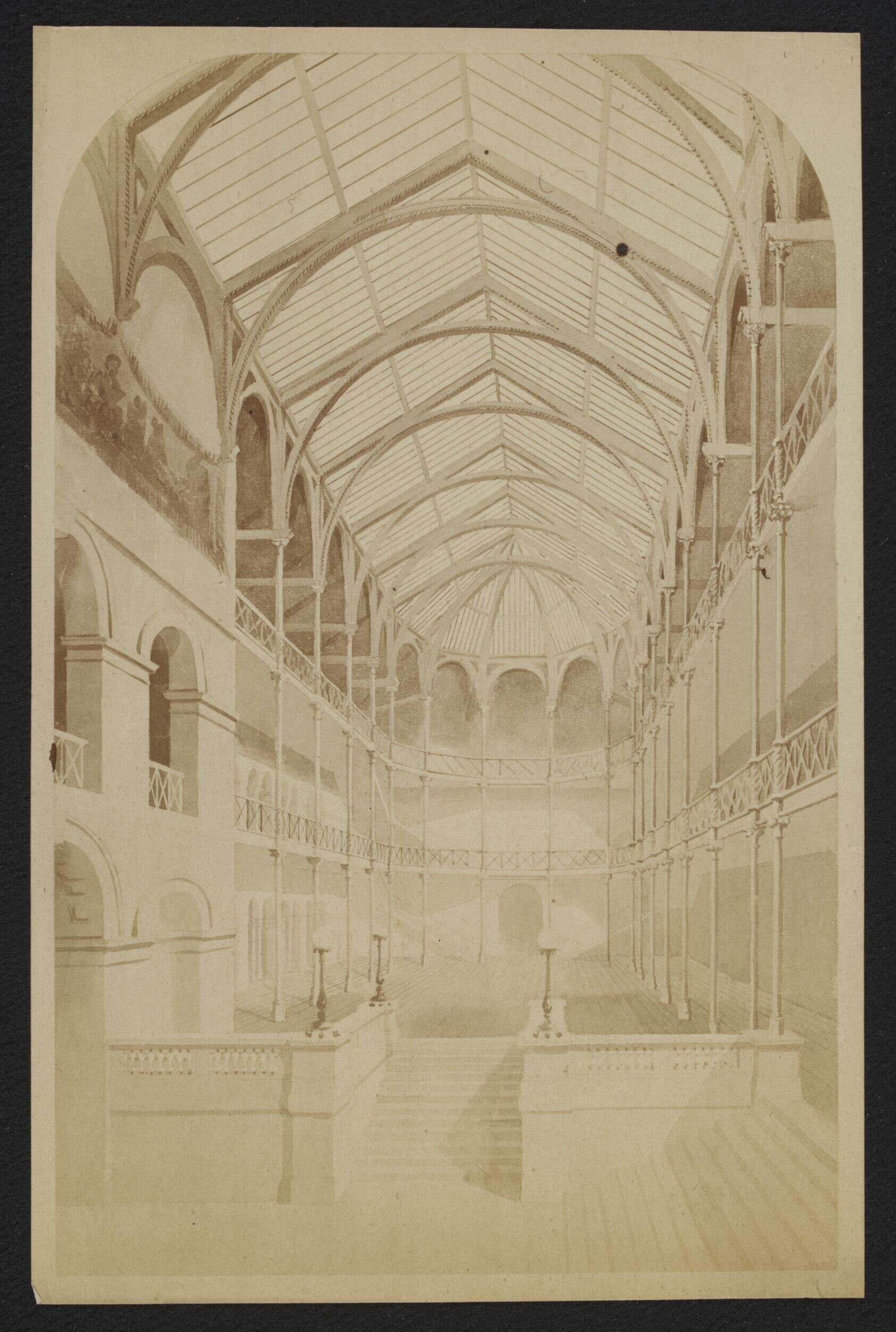 Photograph of a  design for the main atrium of Royal Scottish Museum[?], Bethnal Green Museum [?]