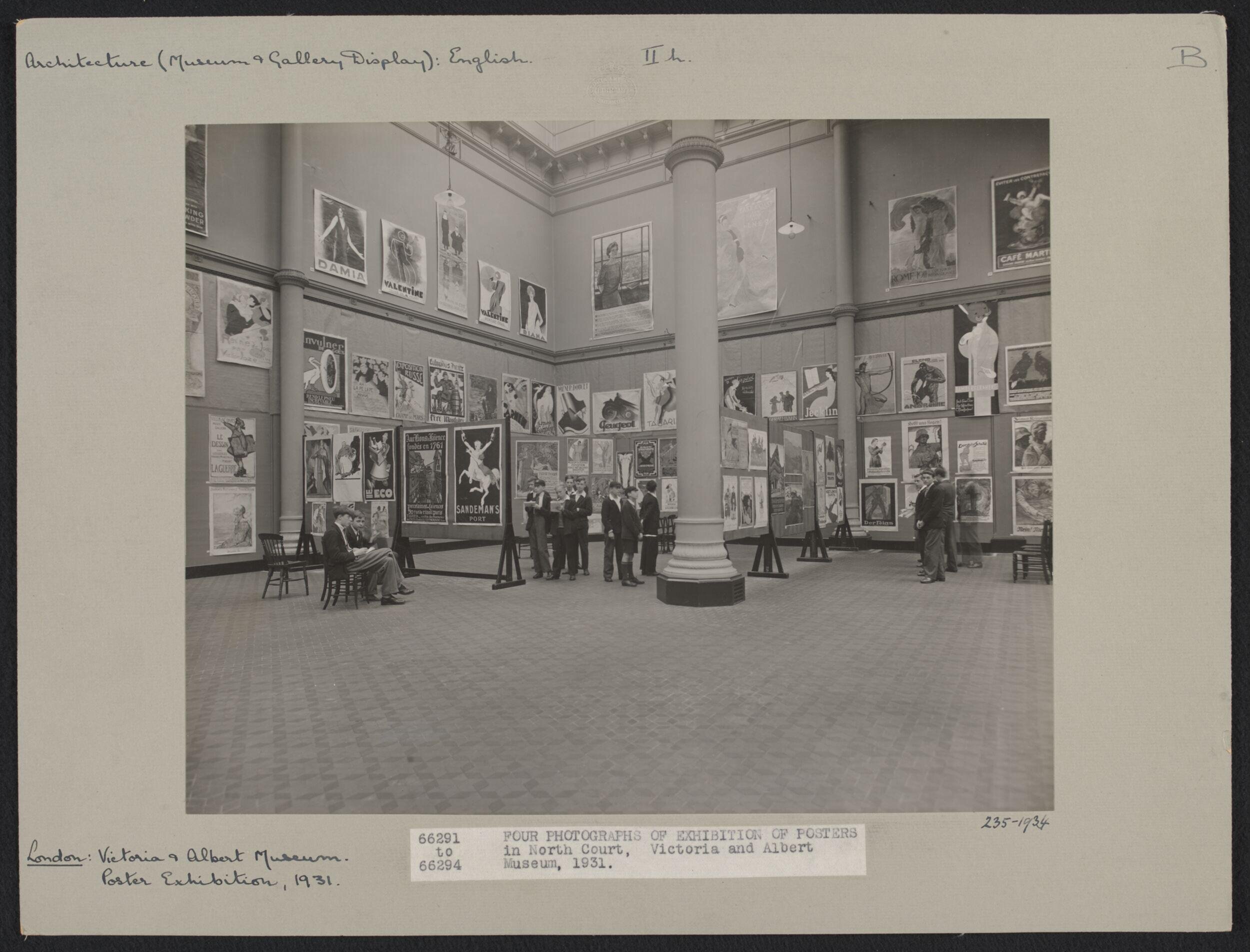 Photograph, Victoria and Albert Museum, British and foreign posters exhibition, North Court, gelatin silver print, 1931