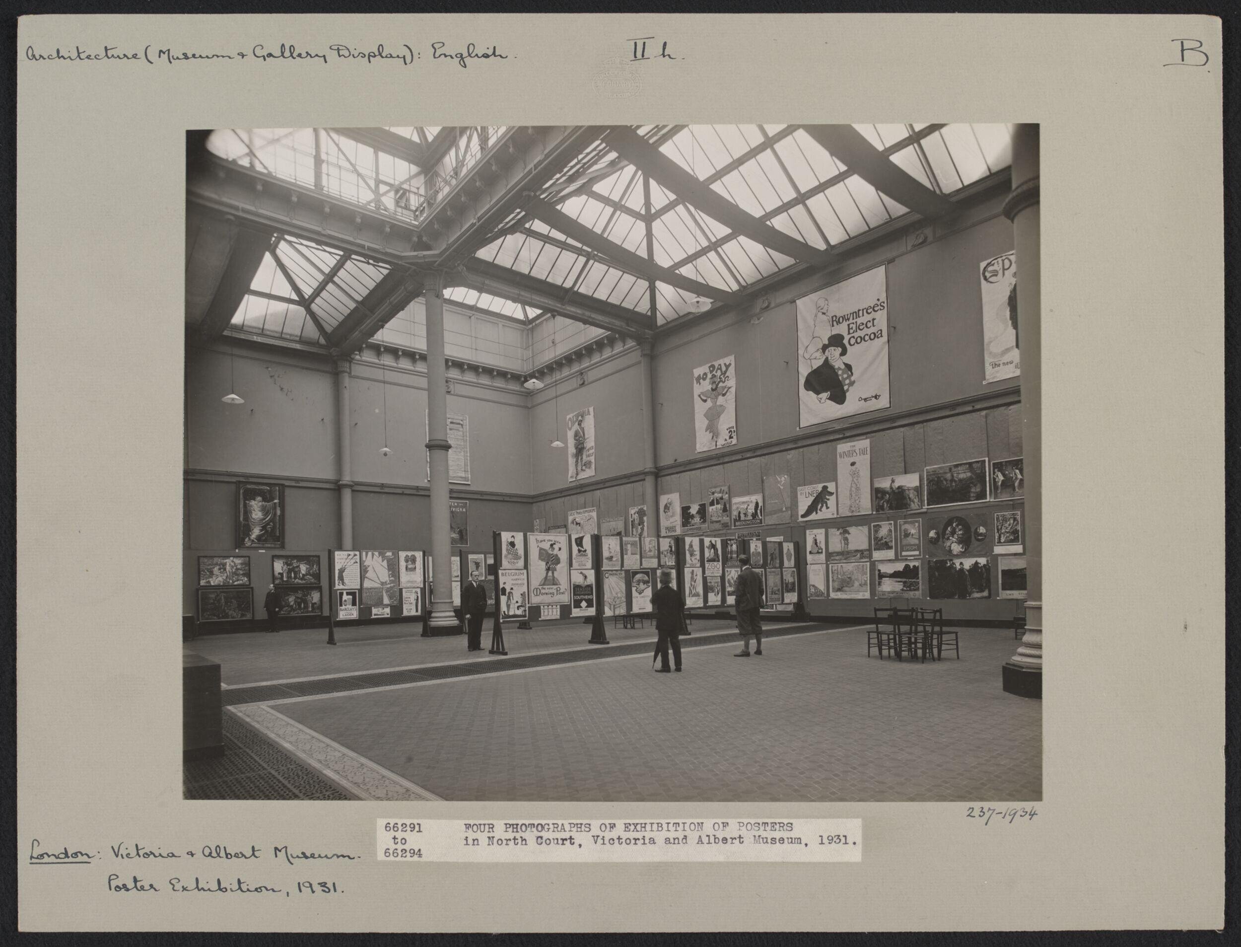 Photograph, Victoria and Albert Museum, British and foreign posters exhibition, North Court, gelatin silver print, 1931
