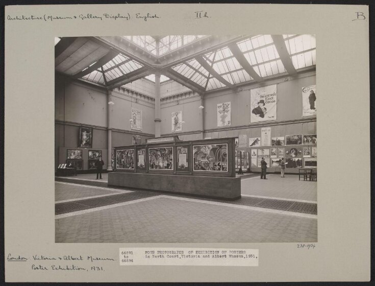 Photograph, Victoria and Albert Museum, British and foreign posters exhibition, North Court, gelatin silver print, 1931 image