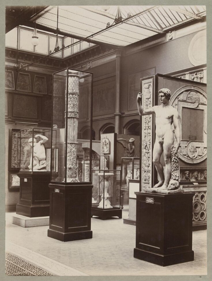 South Kensington Museum, Interior of North Court showing marble statues including statue of Jason and Narcissus top image