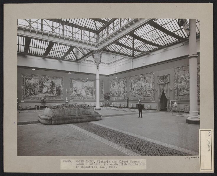 V&A Museum, North Court, Salon d'Honneur, Franco-British Exhibition of Tapestries, with Warder H. Robert image
