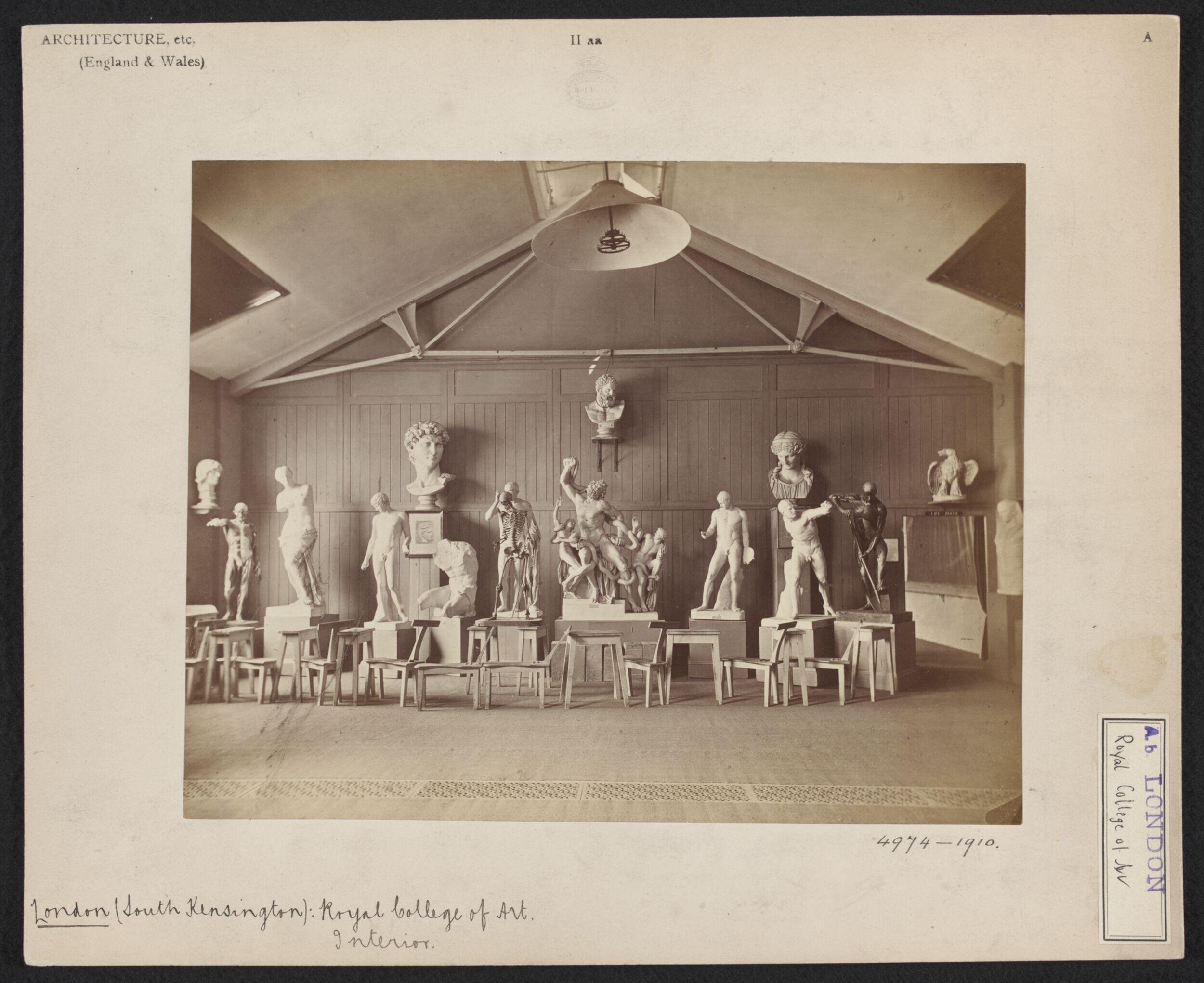 Royal College of Art interior showing plaster casts of classical sculpture