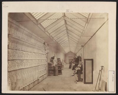 Casts in store corridor, South Kensington Museum