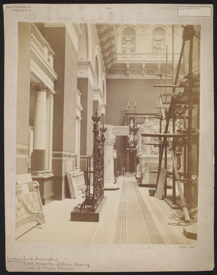 South Kensington Museum, Cast Court showing construction of Trajan's column top image
