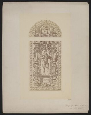 Design for painted window blind for the Cast Courts showing Mansart by Frank Moody
