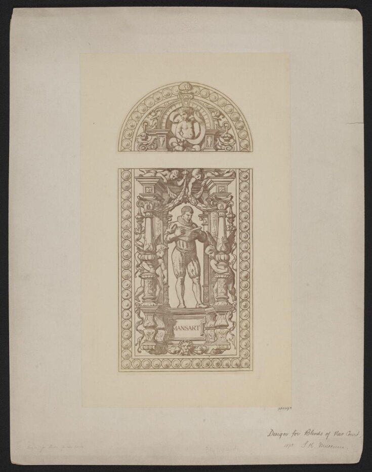 Design for painted window blind for the Cast Courts showing Mansart by Frank Moody top image