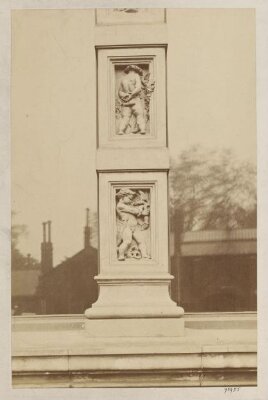 South Kensington Museum, Quadrangle:  part of terracotta detail to windows in east face of Residences building
