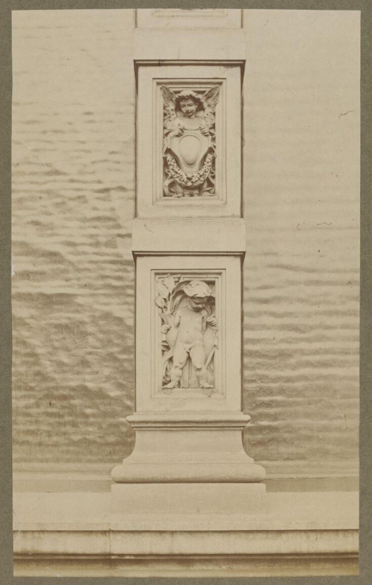 South Kensington Museum, Quadrangle:  part of terracotta detail to windows in east face of Residences building top image