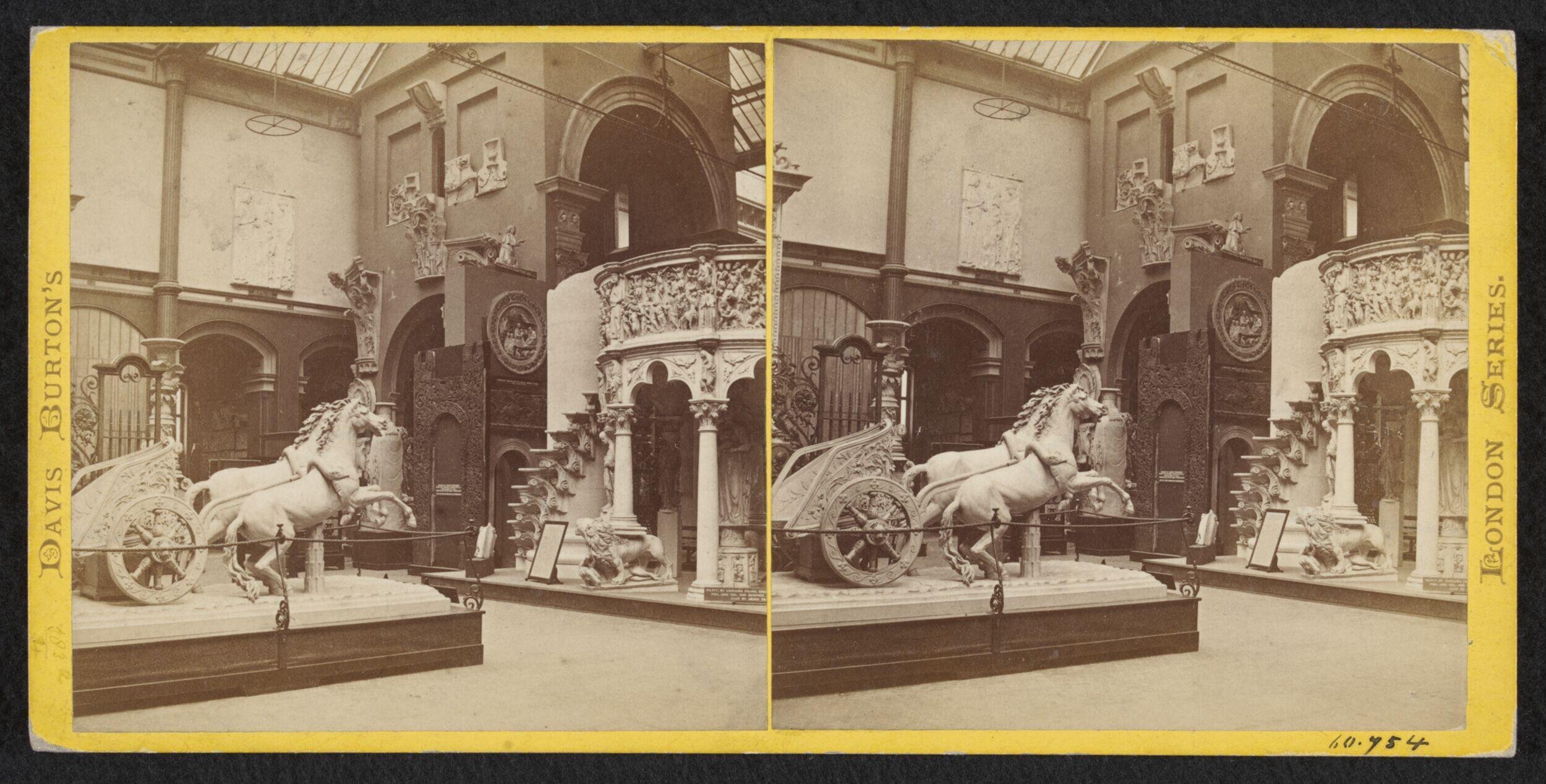 South Kensington Museum, North Court, north-west corner, showing architectural casts, view towards Pisa Cathedral pulpit