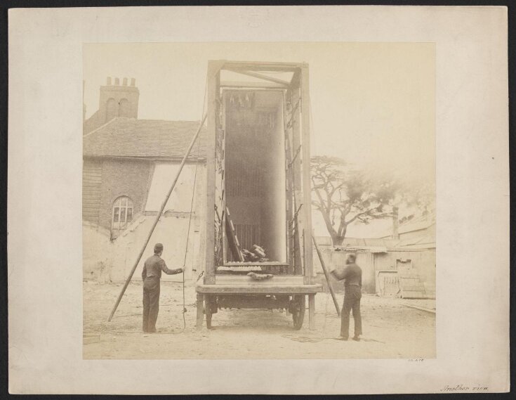 View of packing case and horse-drawn 'van' for transport of Raphael Cartoons from Hampton Court to South Kensington Museum top image