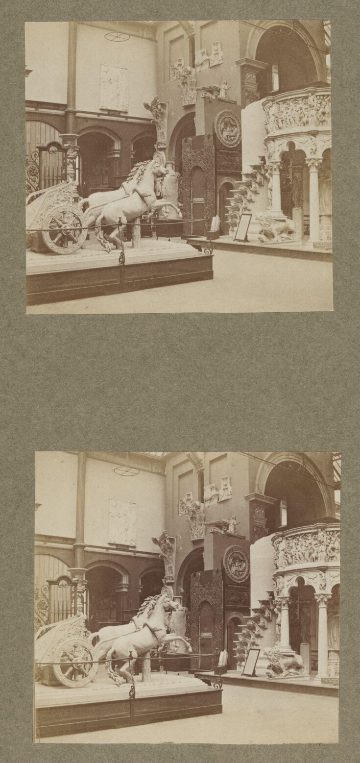 South Kensington Museum, North Court, north-west corner, showing architectural casts, view towards Pisa Cathedral pulpit top image