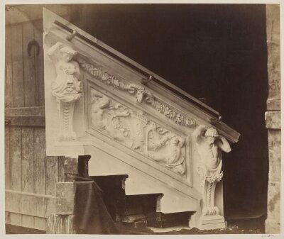 South Kensington Museum, plaster cast of ceramic frienze for Western (ceramic) staircase, designed by F. W. Moody and made by Minton, Hollins & Co.