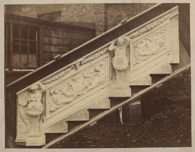 Plaster cast of ceramic frieze designed by F.W. Moody for the West (Ceramic) Staircase made by Minton, Hollins & Co.