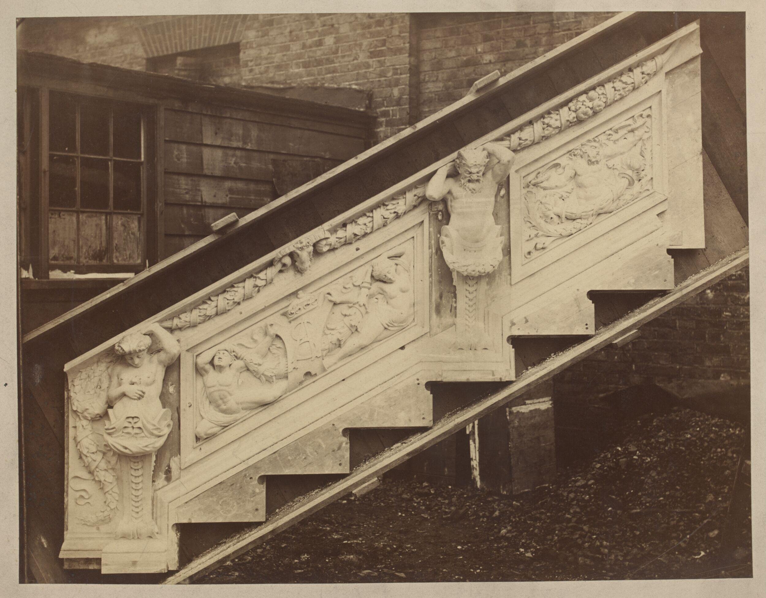 Plaster cast of ceramic frieze designed by F.W. Moody for the West (Ceramic) Staircase made by Minton, Hollins & Co.