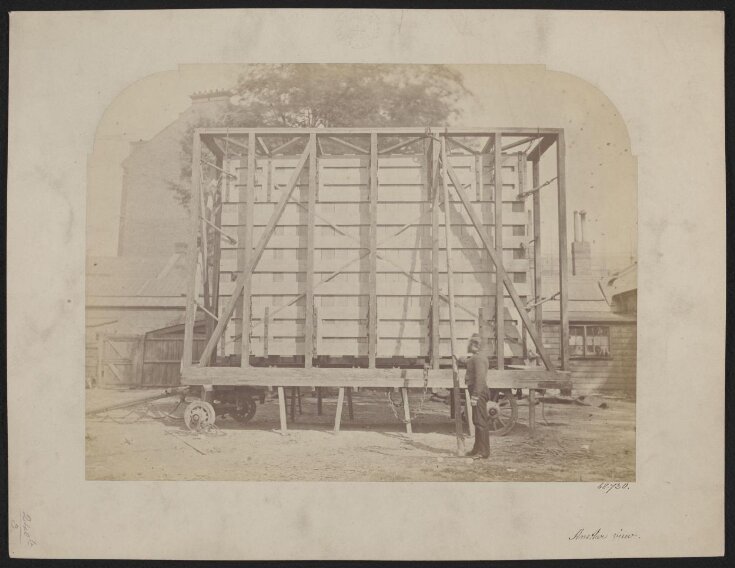 Side view of packing case and horse-drawn 'van'  for transport of Raphael Cartoons from Hampton Court to South Kensington Museum image