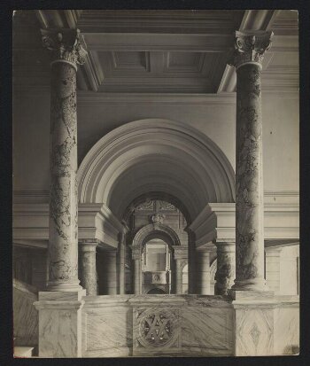 Victoria and Albert Museum, Gallery 59, Entrance Hall staircase looking east across Gallery 60 towards Gallery 61