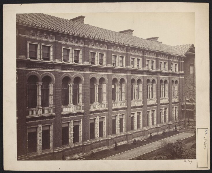 Exterior view of the South Kensington Museum, West side of quadrangle -- Residences building top image