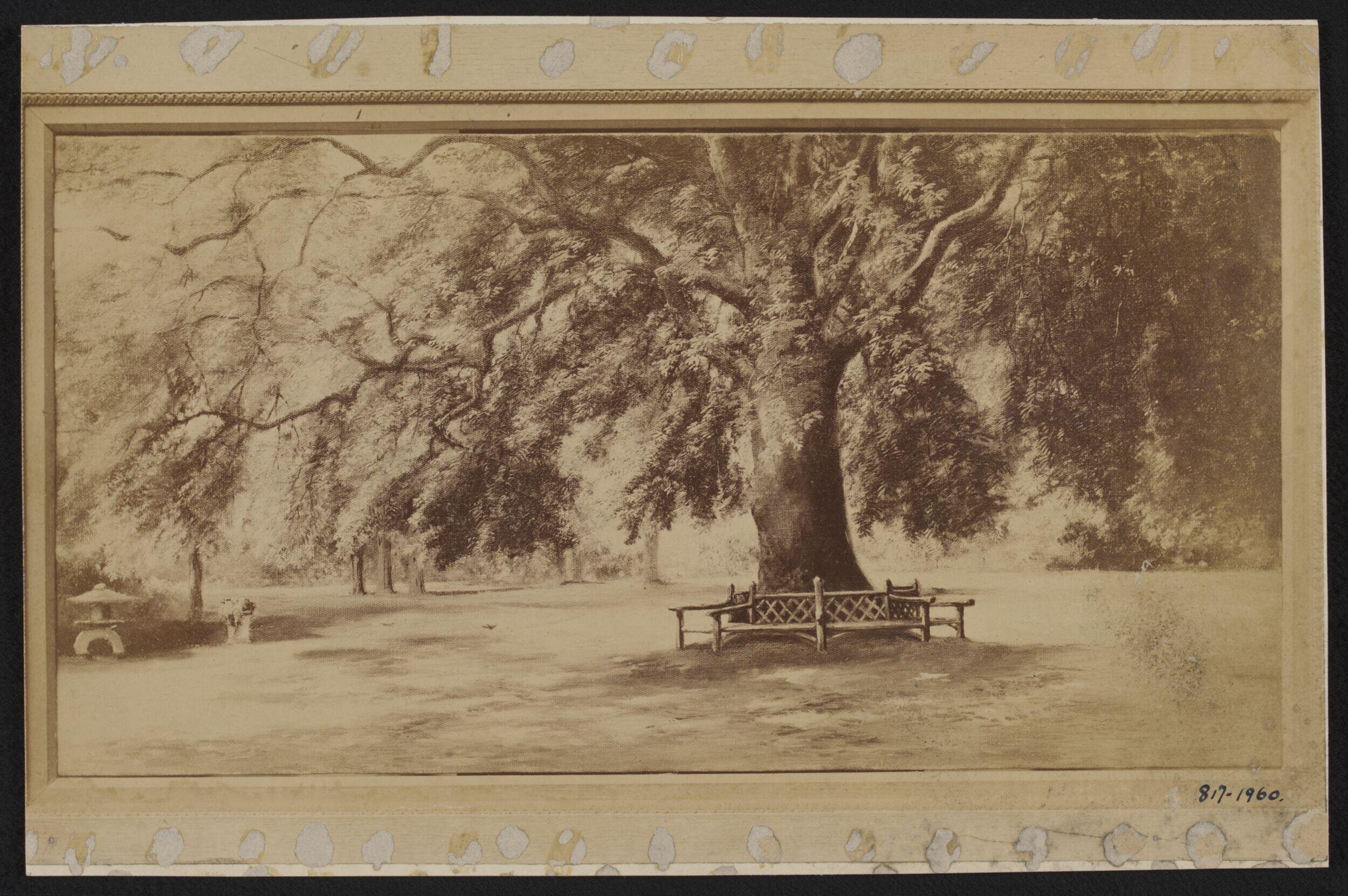 The Great Plane Tree in the courtyard of the South Kensington Museum, painting by George Waters