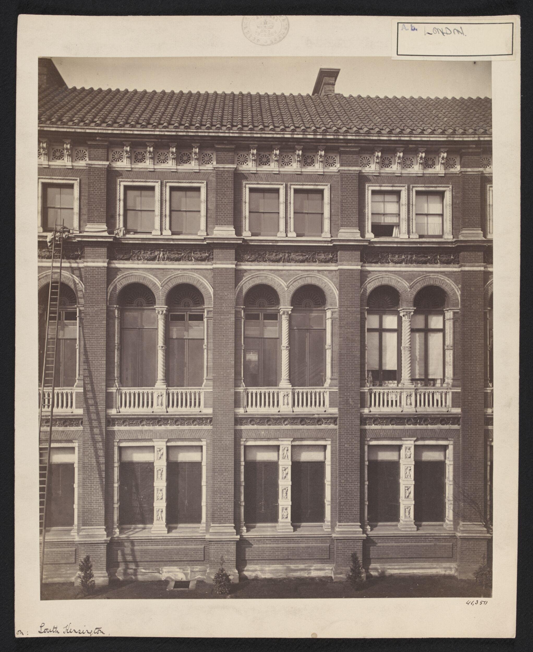 Exterior view of the South Kensington Museum, West side of quadrangle -- Residences building