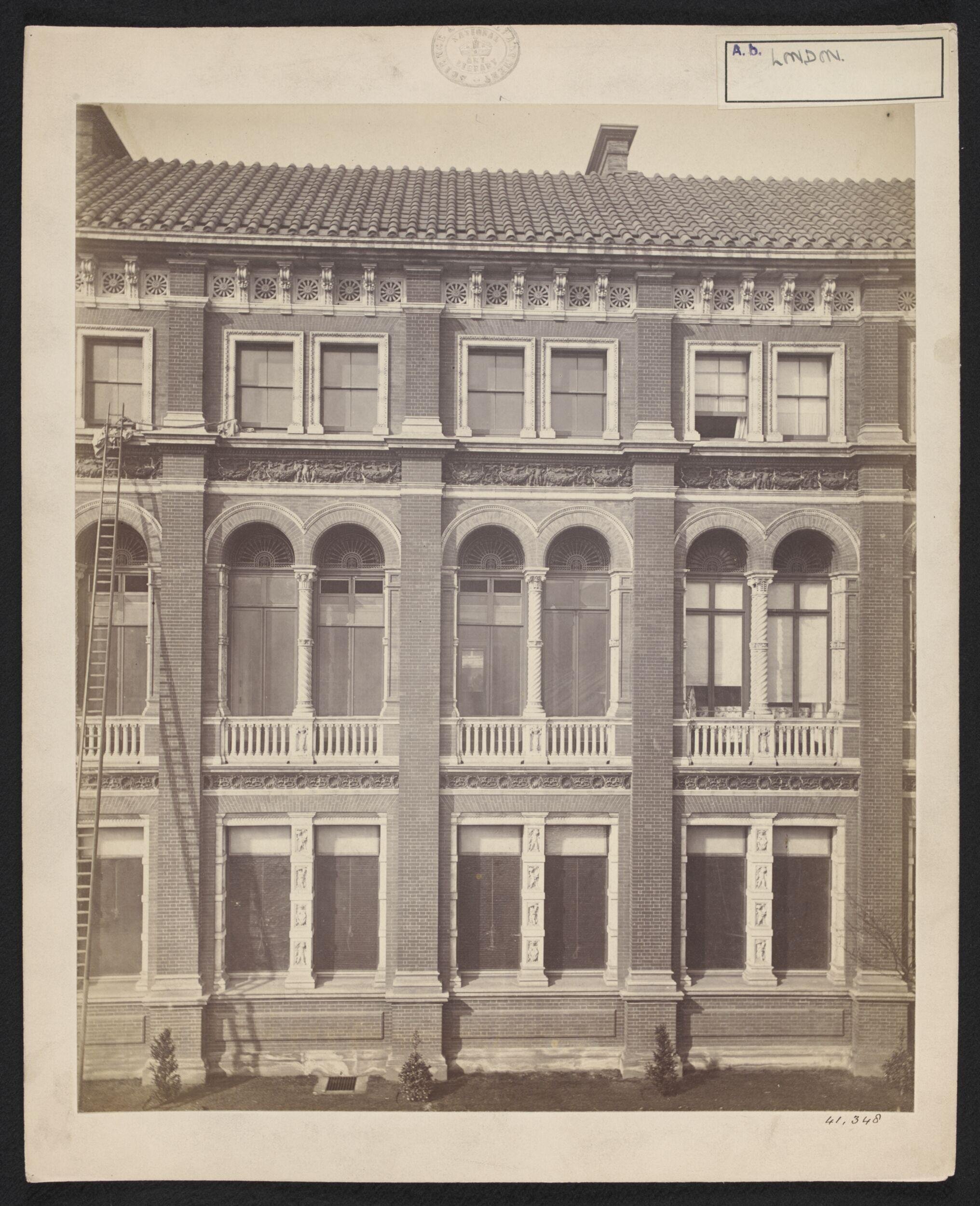 Exterior view of the South Kensington Museum, West side of quadrangle -- Residences building