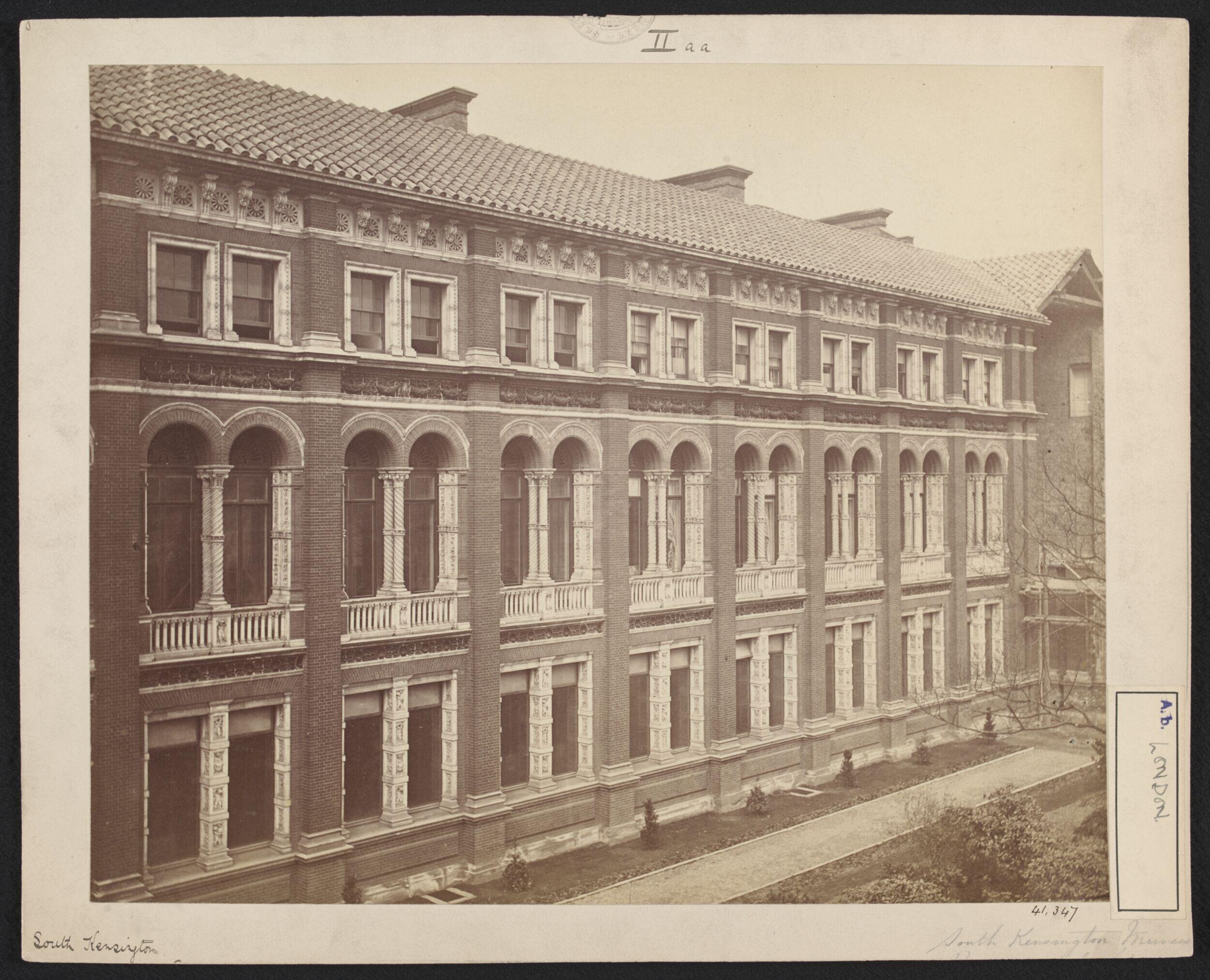 Exterior view of the South Kensington Museum, West side of quadrangle -- Residences building