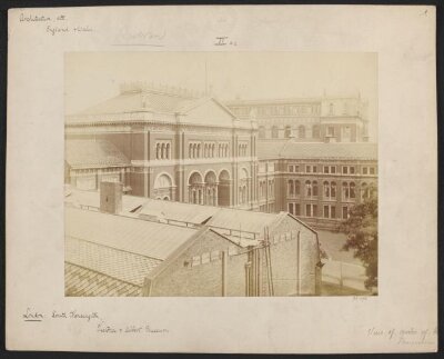 View over Quadrangle from south-east towards Lecture Theatre, with Sheepshanks Gallery in foreground before galleries, built joining it at south end