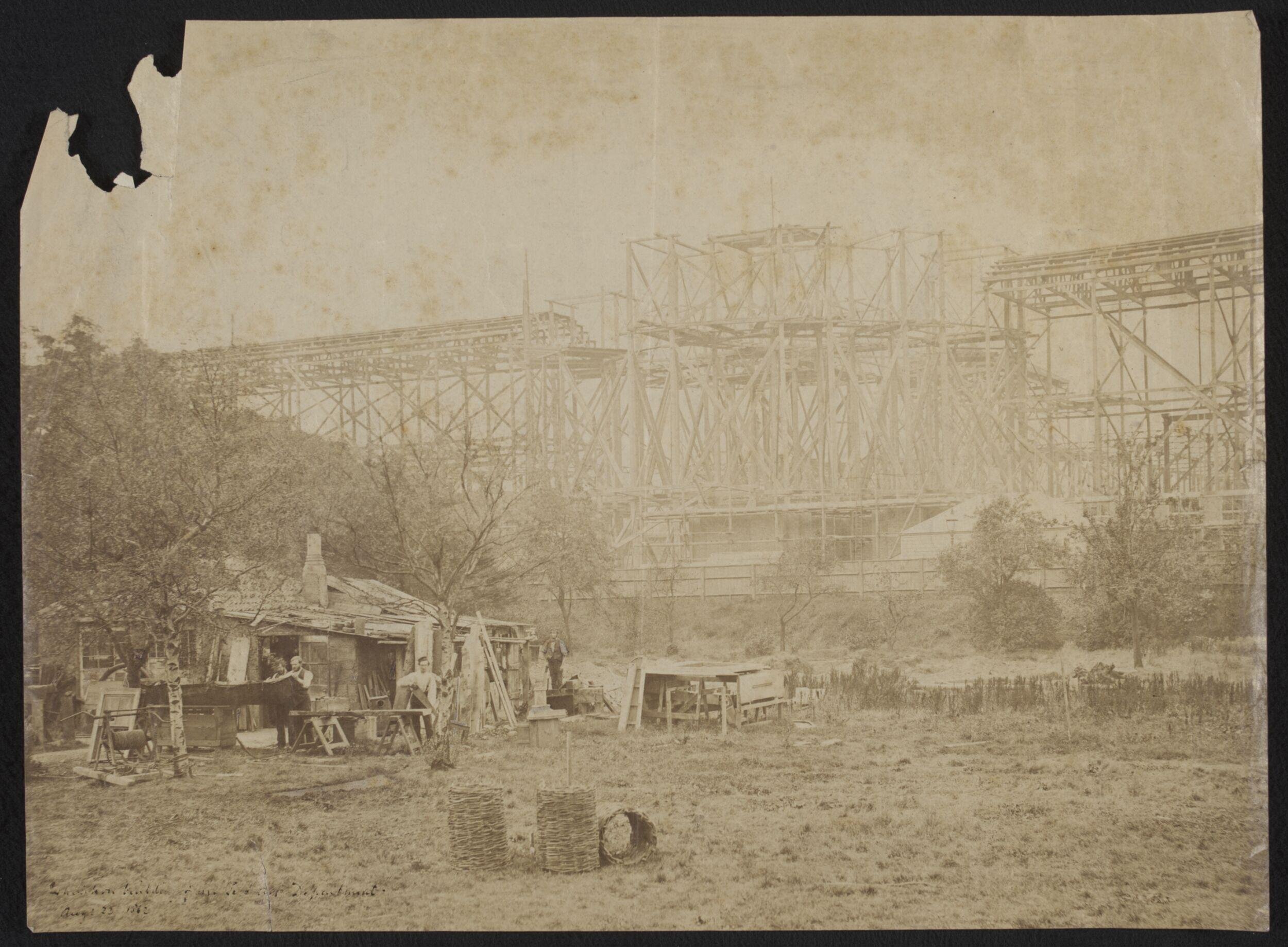 South Kensington, Scaffolding for the 1862 exhibition, from Corporal McLaren's workshop