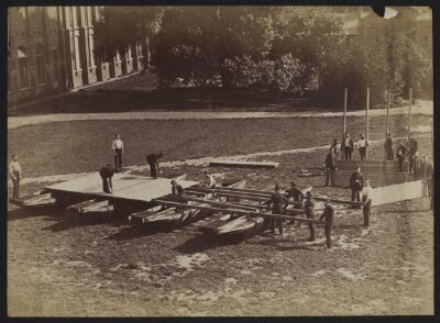 Sappers assembling Captain Fowke's pontoon boat