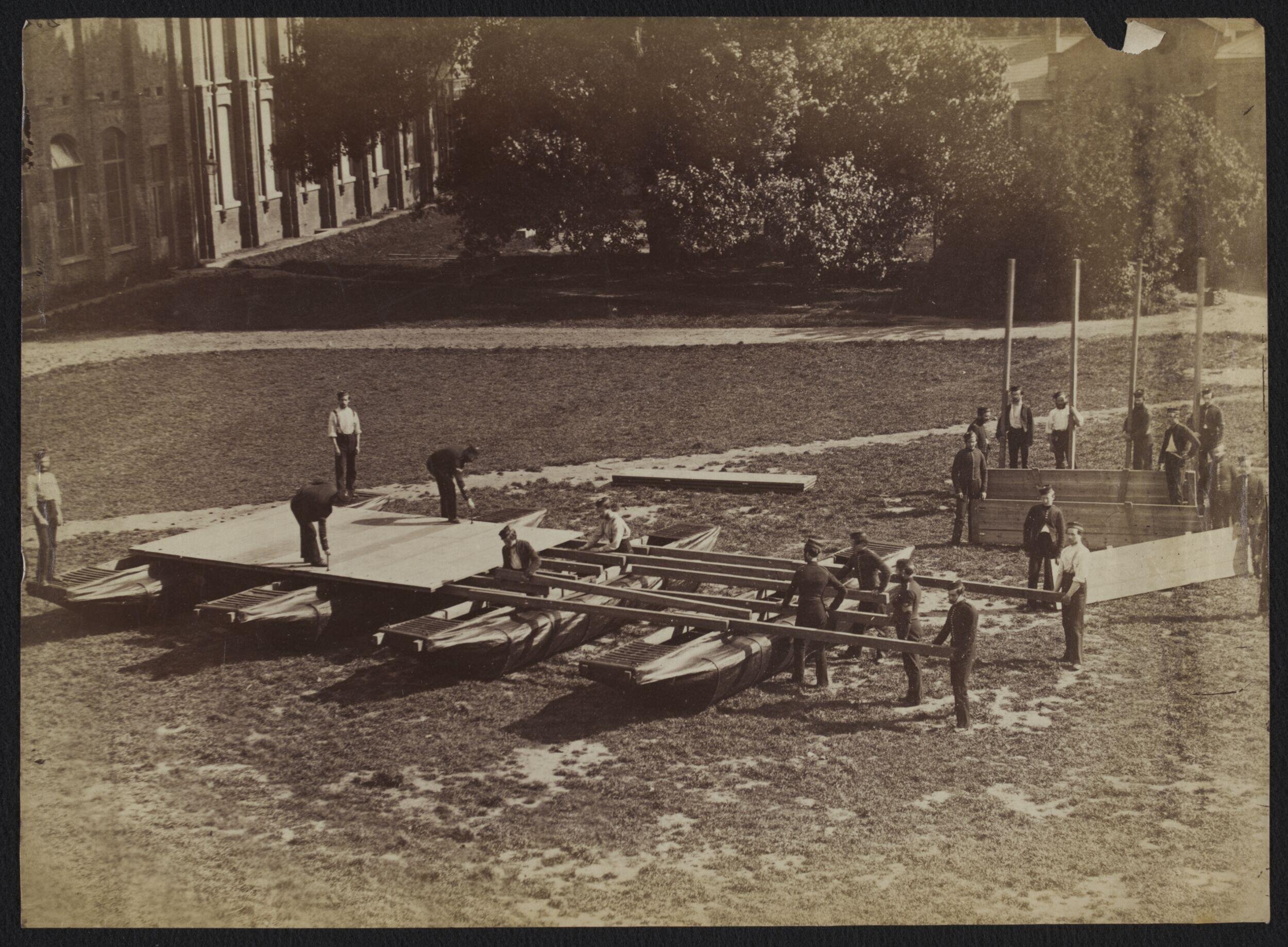 Sappers assembling Captain Fowke's pontoon boat