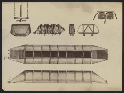 Drawing relating to the design and construction of Captain Fowke's pontoon