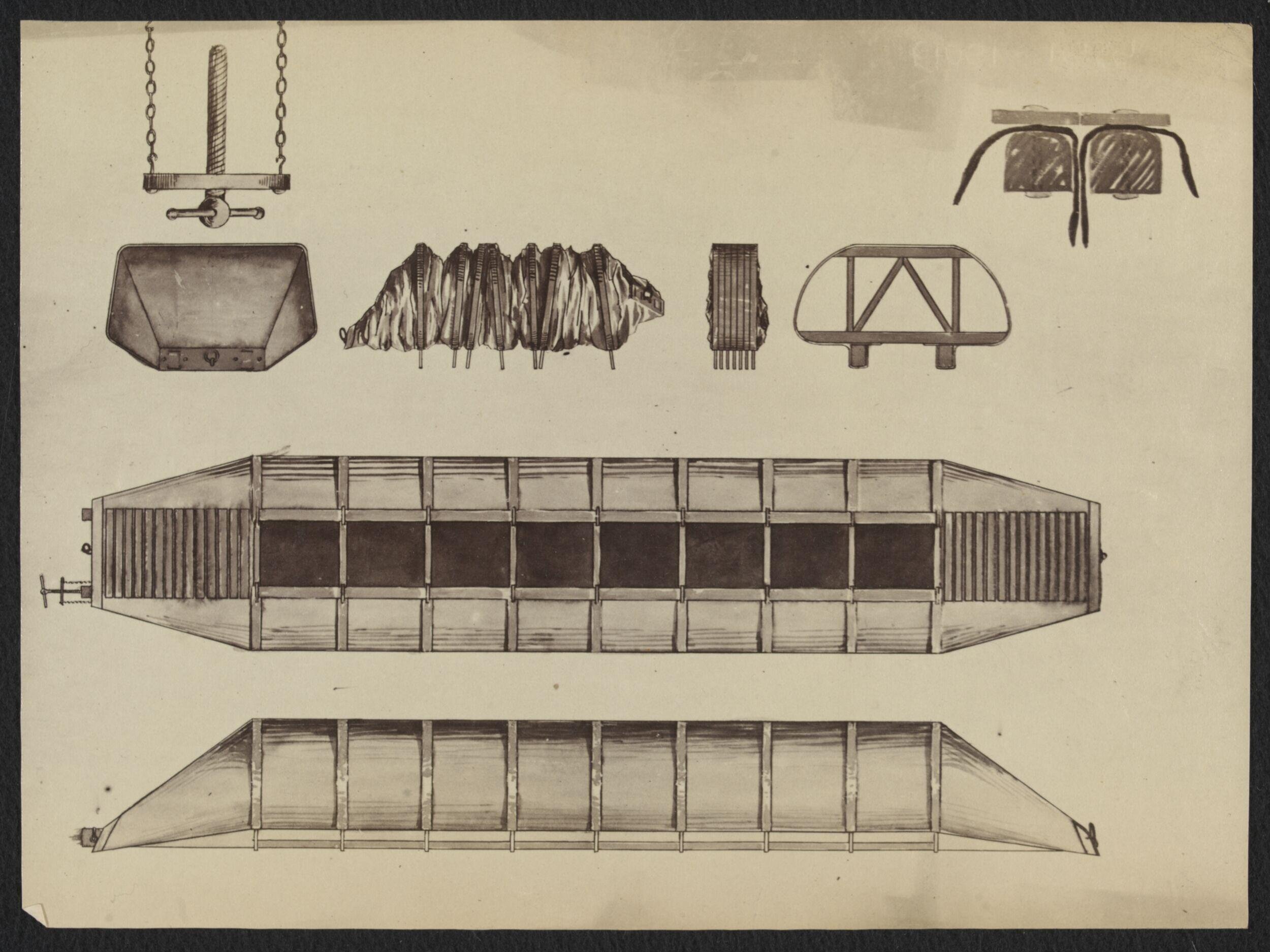 Drawing relating to the design and construction of Captain Fowke's pontoon