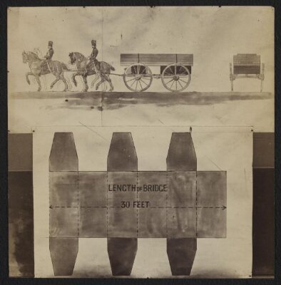 Drawing relating to the design and construction of Captain Fowke's pontoon