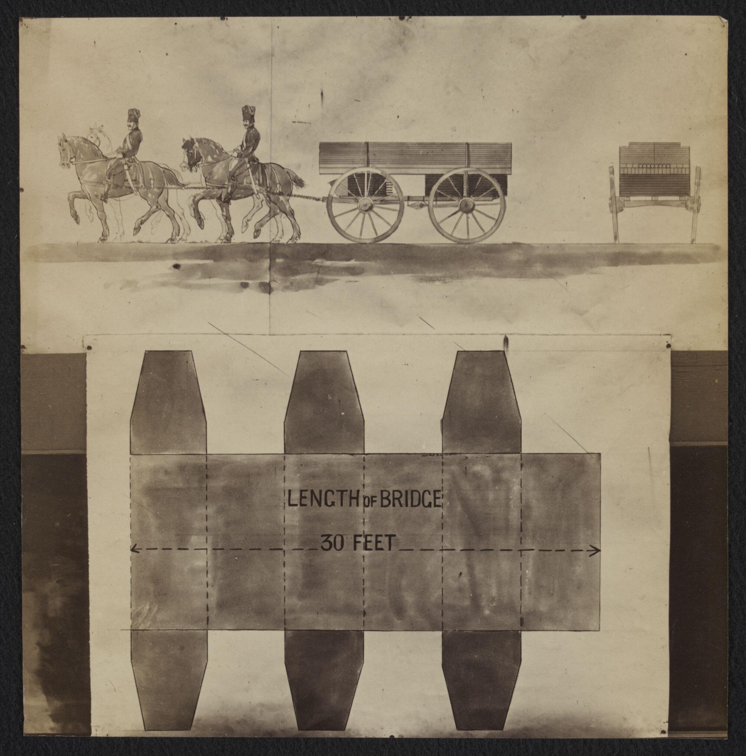 Drawing relating to the design and construction of Captain Fowke's pontoon