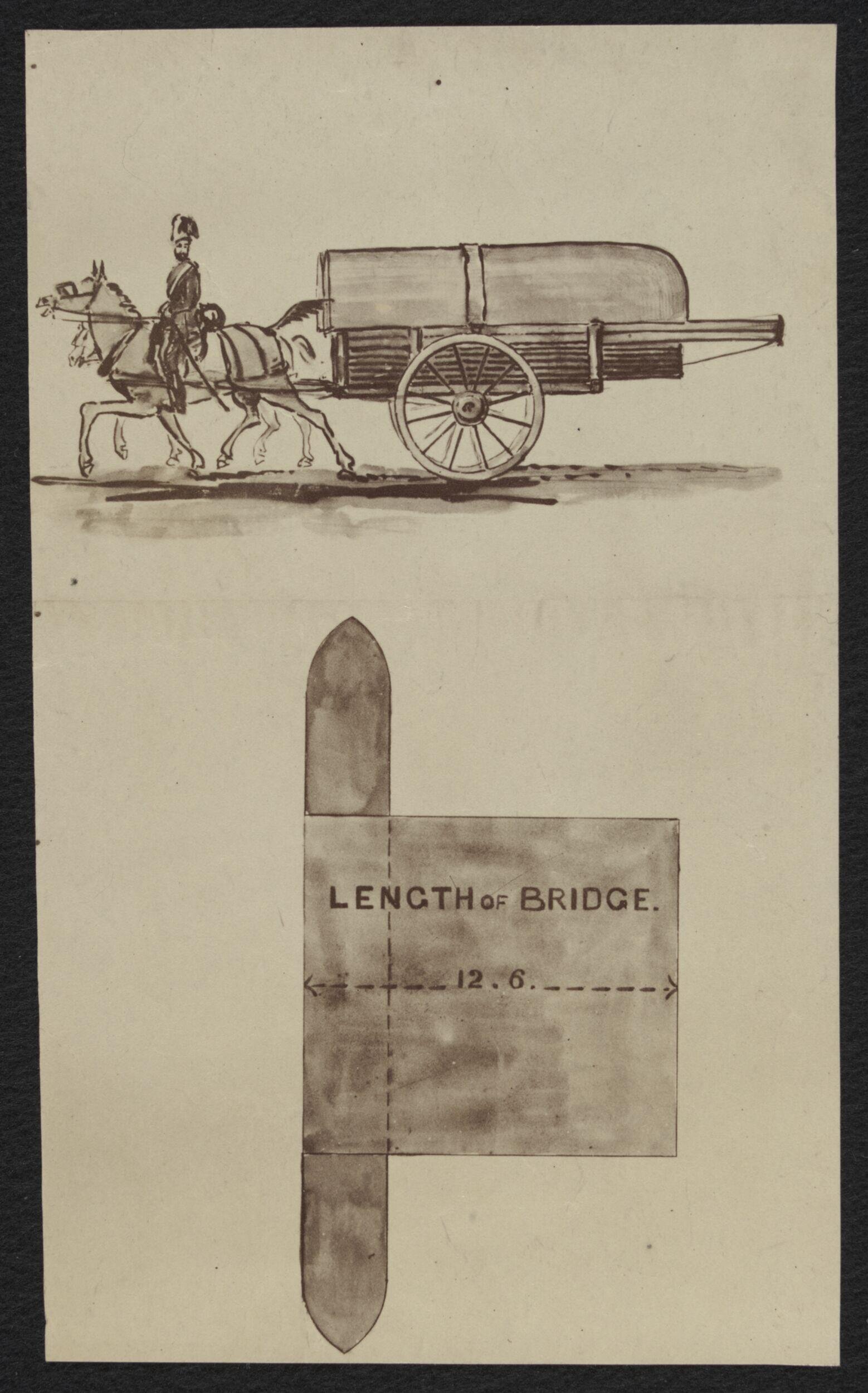 Drawing relating to the design and construction of Captain Fowke's pontoon