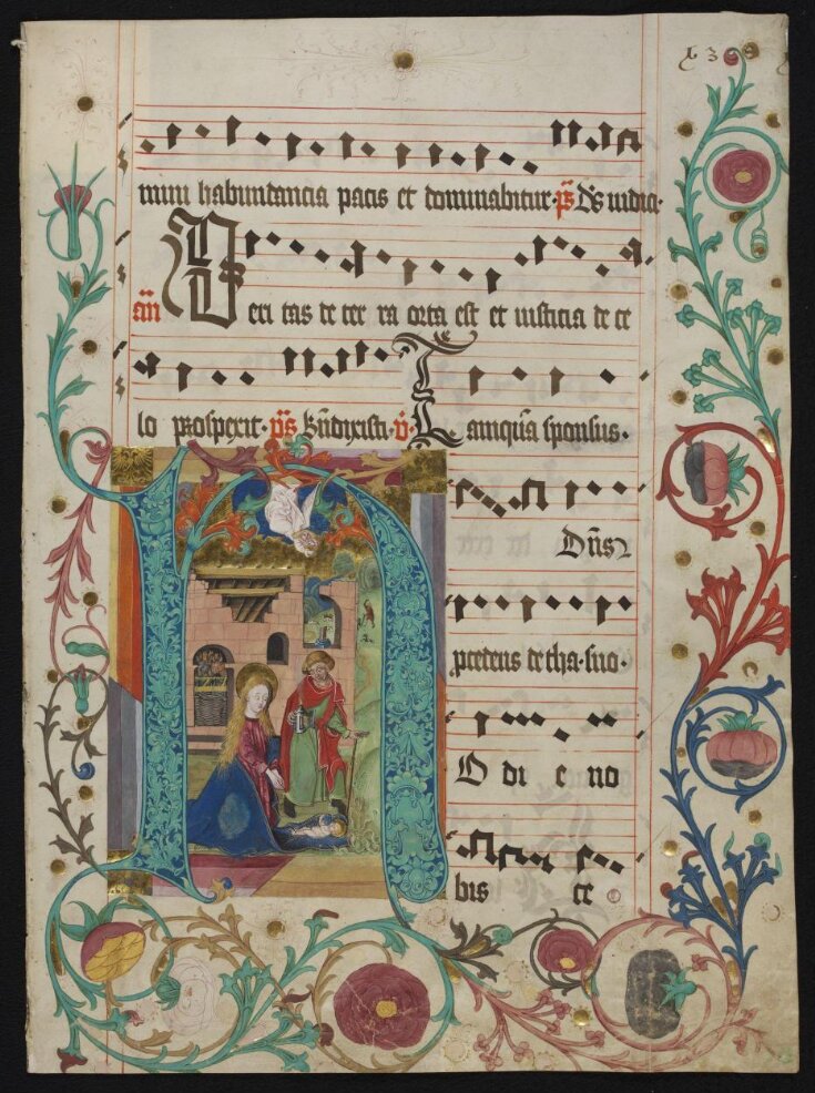 Leaf from an Antiphoner with historiated initial H top image