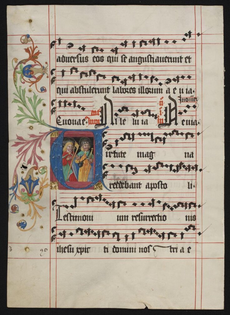 Leaf from an Antiphoner with a historiated initial U top image