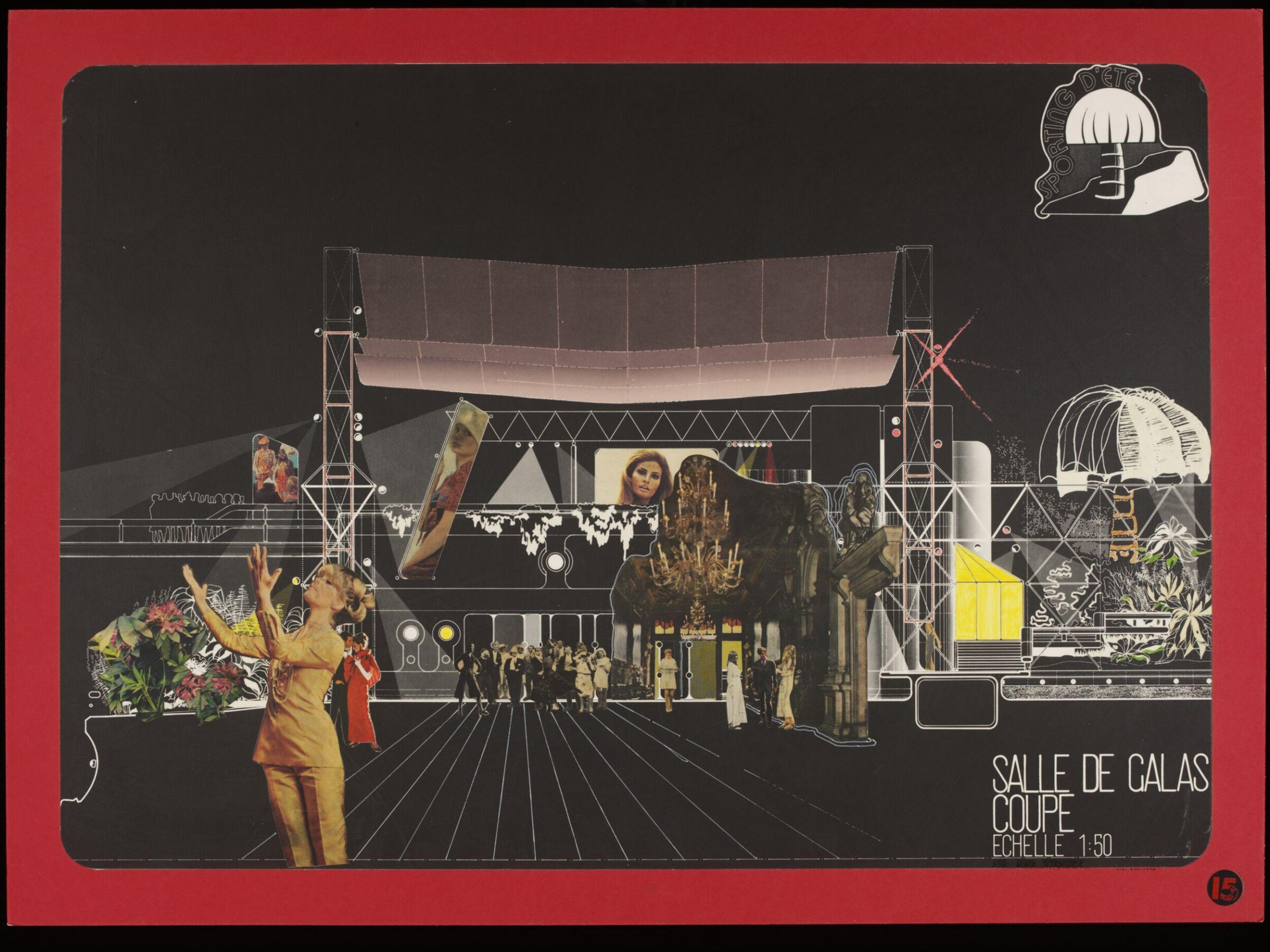 Salle de Galas. Section of a pavillion., Archigram, ca.1972