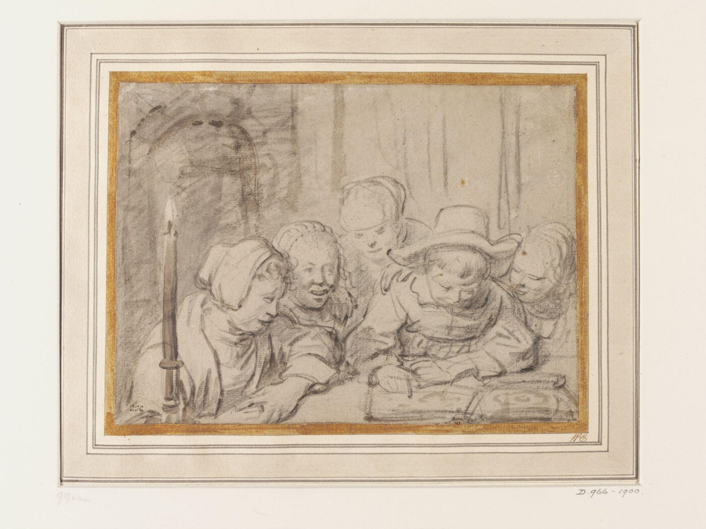 Unknown, Five Children at a Table in a Candlelit Interior