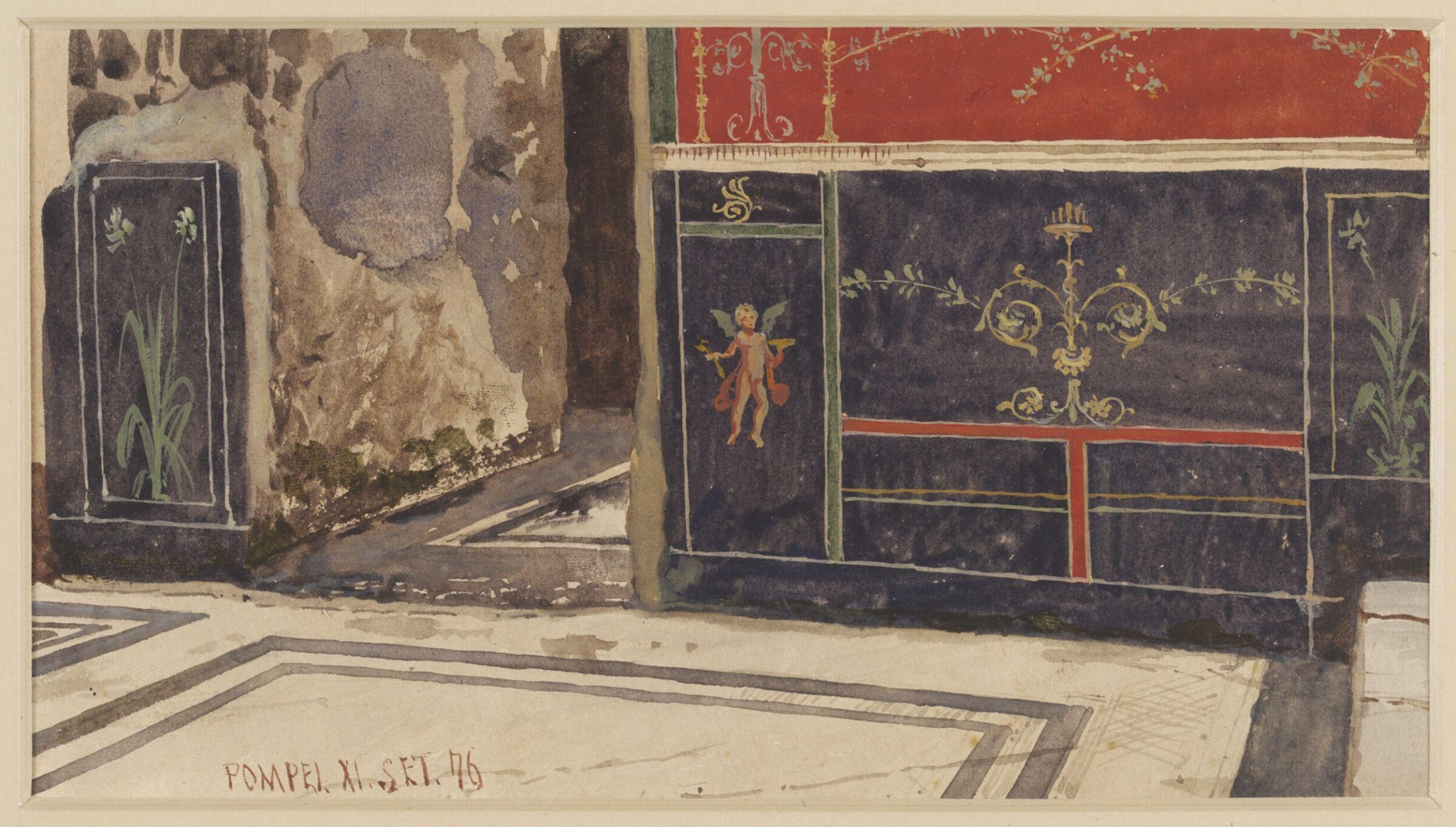 Watercolour painting, Luigi Bazzani, 1876