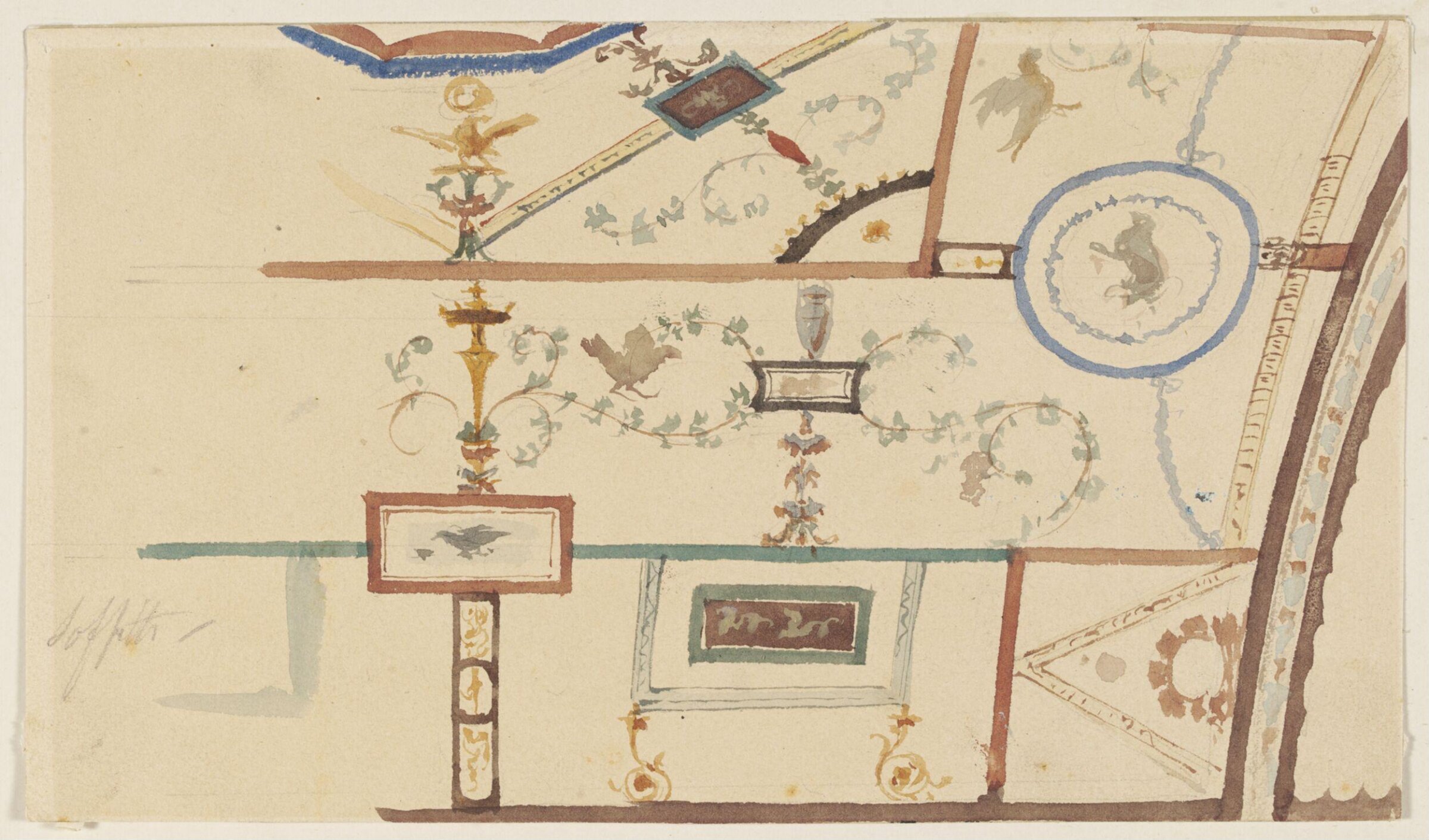 Watercolour painting, Luigi Bazzani, late 19th century