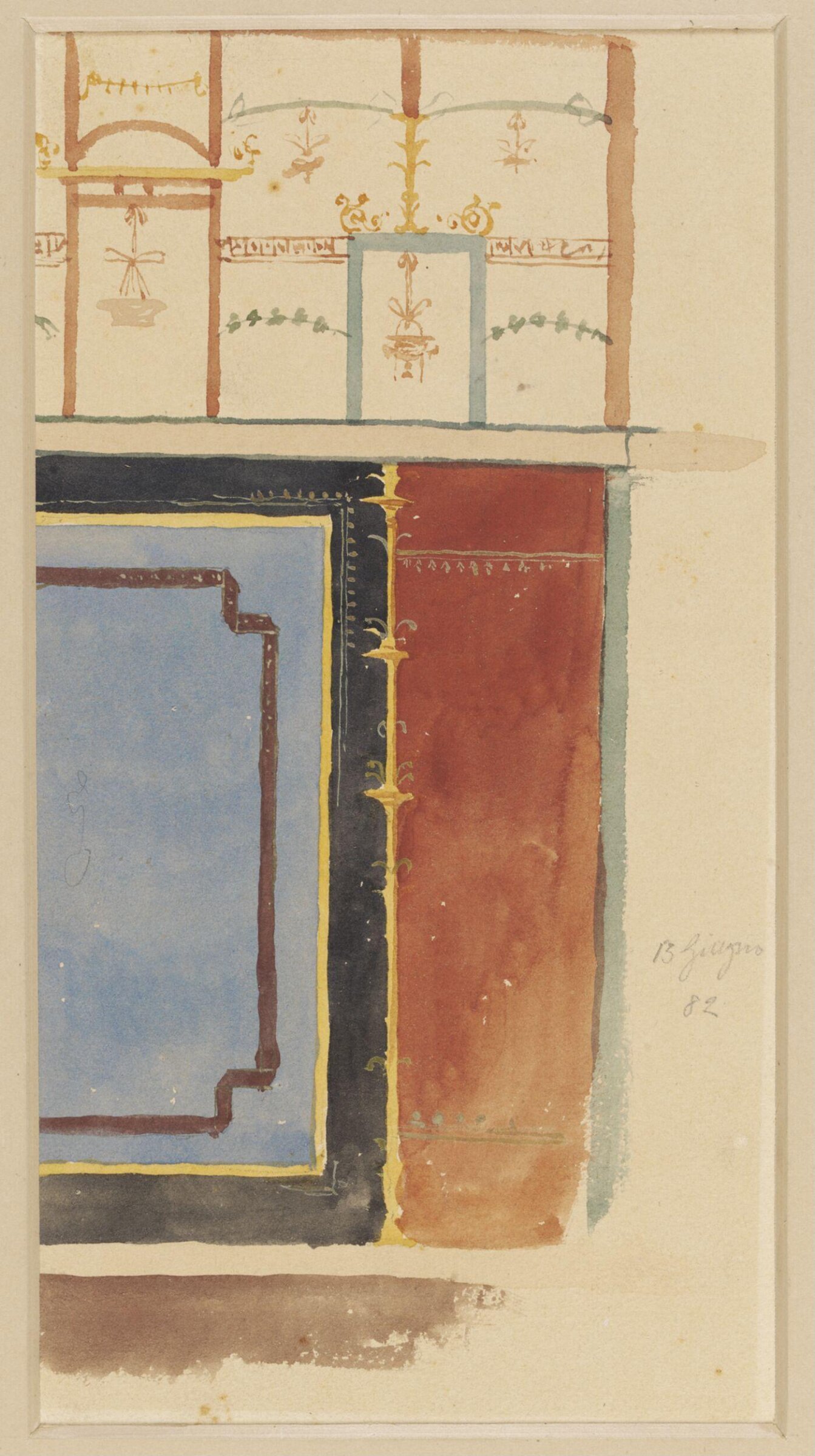 Watercolour painting, Luigi Bazzani, 13th June 1882
