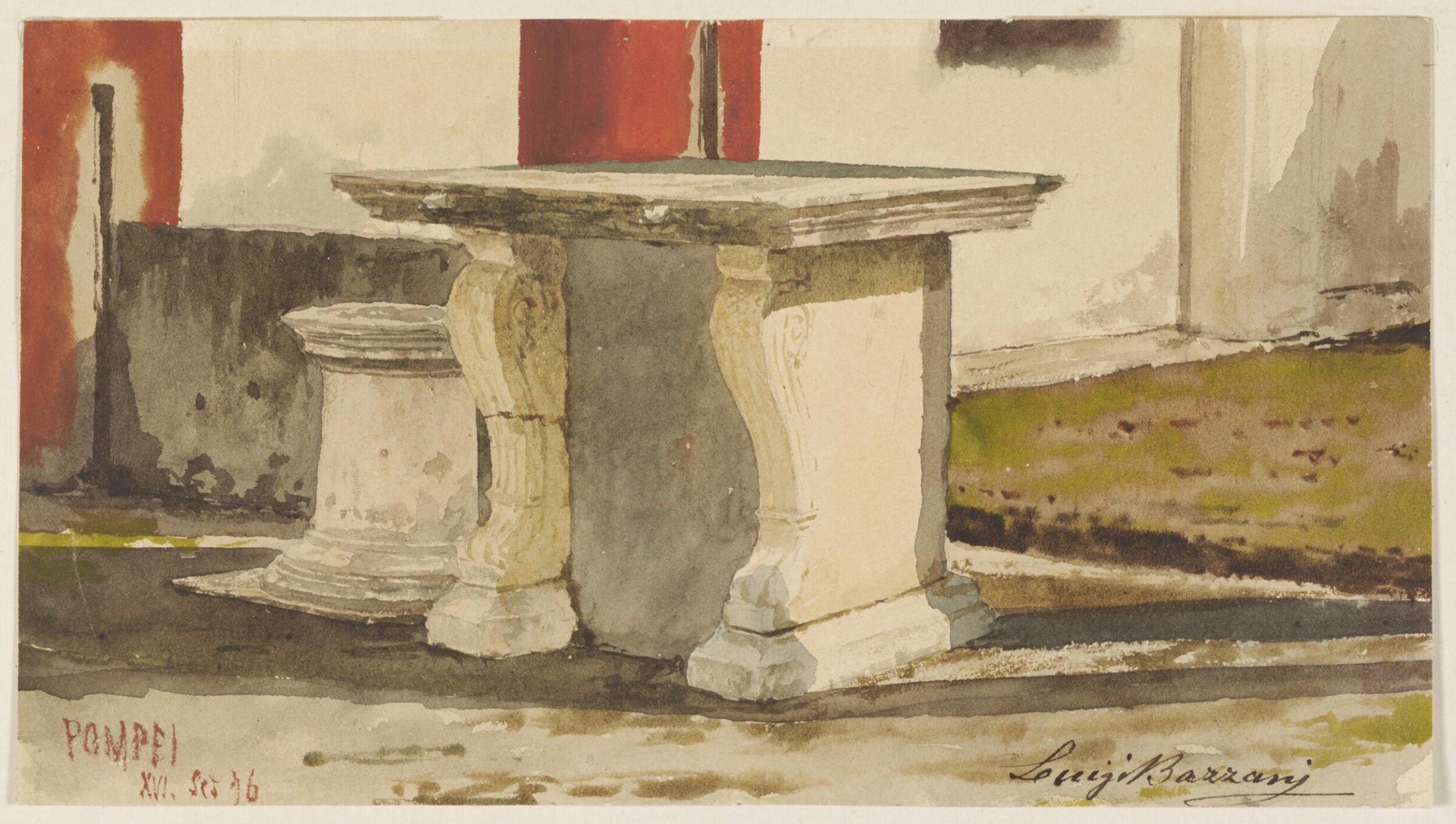 Watercolour painting, Luigi Bazzani, 1876
